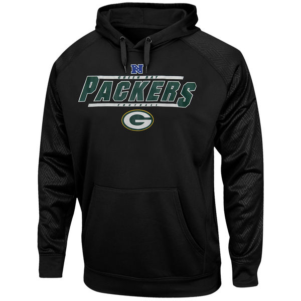 Men Green Bay Packers Majestic Synthetic Hoodie Sweatshirt Black->green bay packers->NFL Jersey